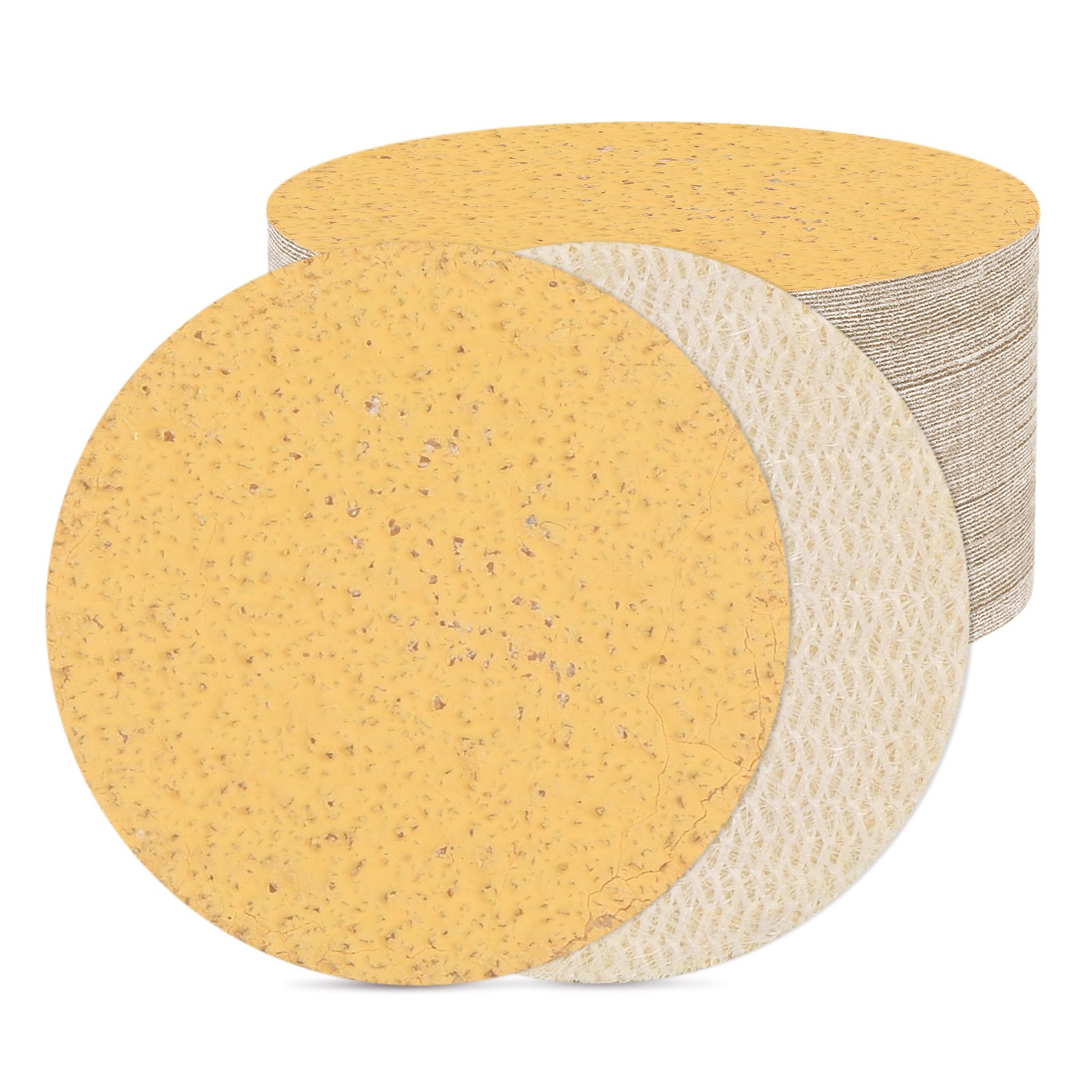 100 Pcs 1 Inch 60 Grit Hook and Loop Sanding Disc, Yellow