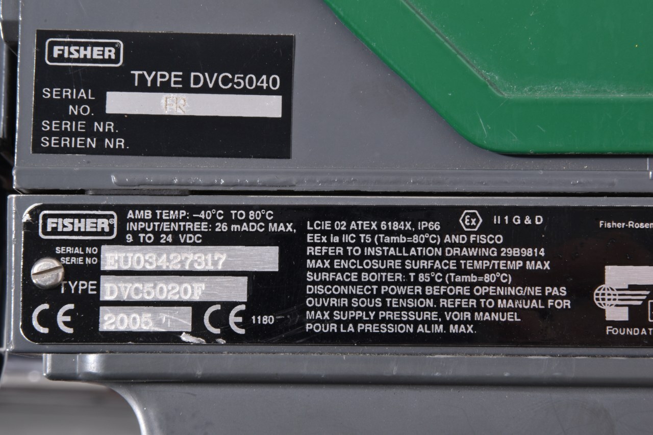 FISHER DVC5040 / DVC5020F + 1018S + 2371DF1, System 9000, control valve