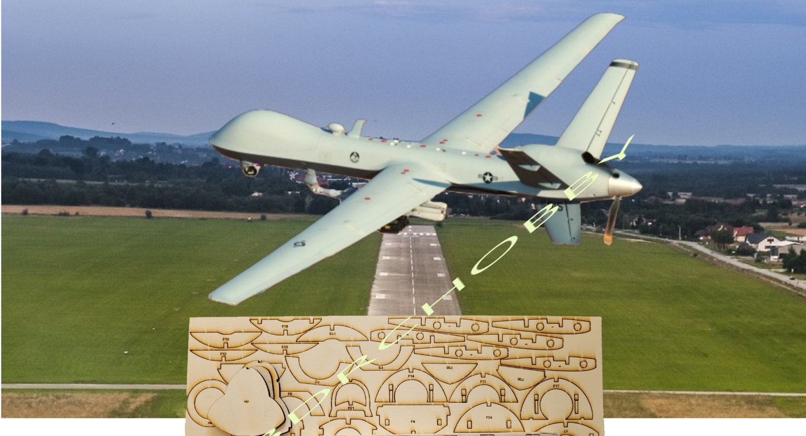 MQ-9 UAV REAPER DRONE 98" WS RC Model Airplane Kit Short Kit & Printed Plans