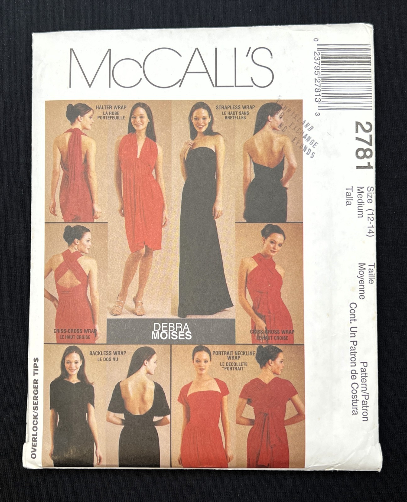 McCall's 2781 Misses Wrap Dress sz 12-14 Uncut 2 Length/Knit Fabric 2000 Pattern
