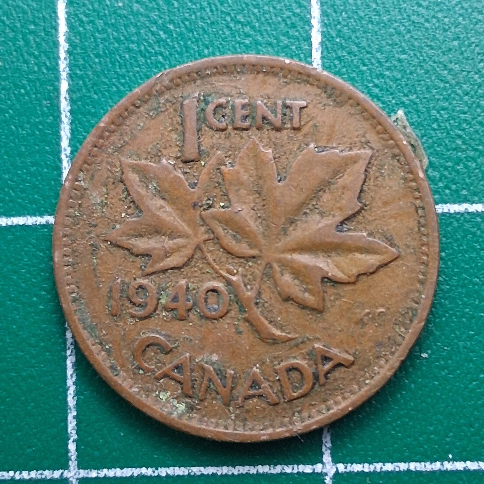 1940 Canada 1 Cent King George VI / Maple Leaf Bronze Coin