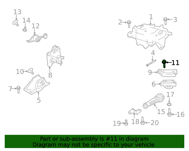 Genuine Nissan Engine Mount Bolt 11298-EN00A