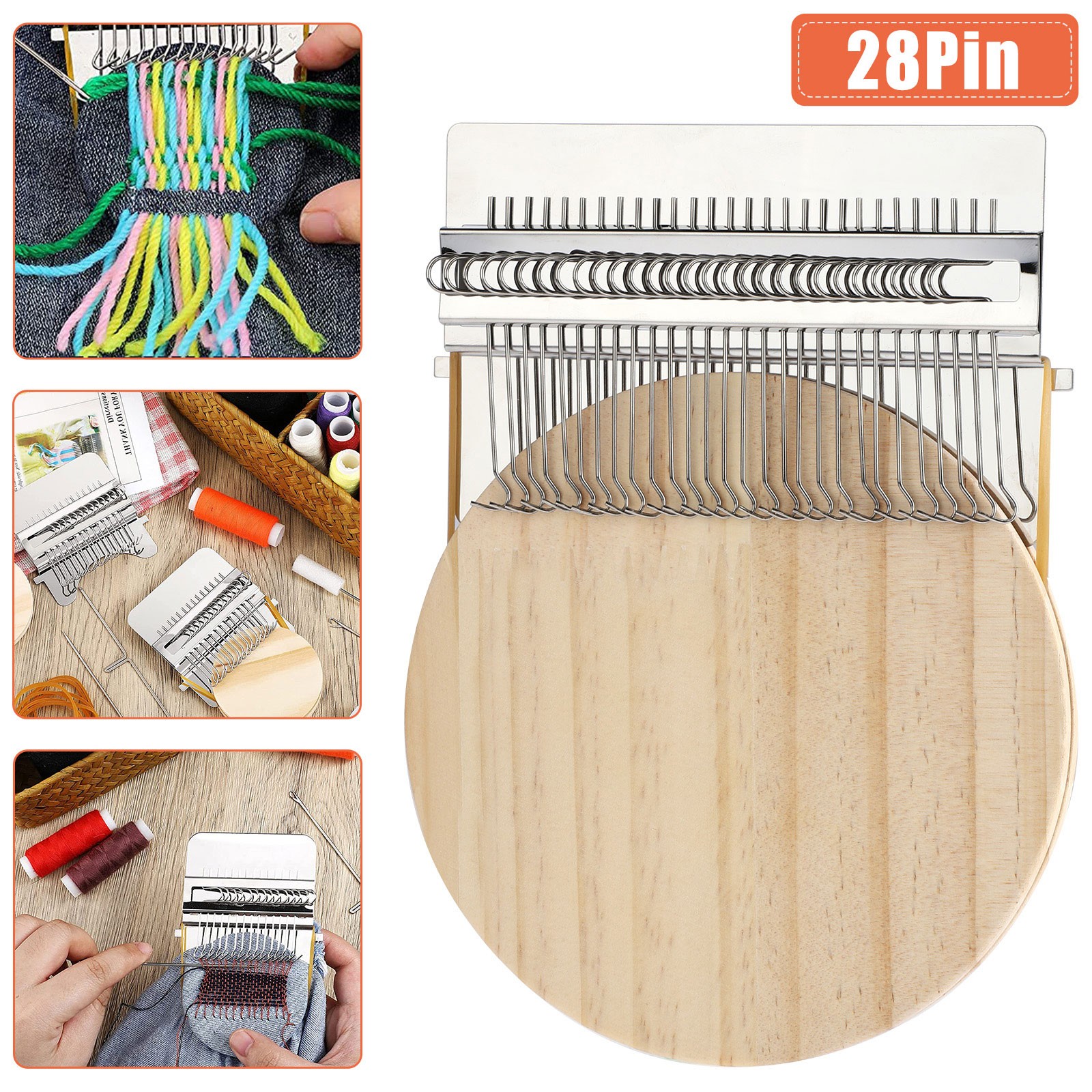 28 Hooks Small Loom Speedweve Type Weave Tool Darning Machine with Wood Discvs