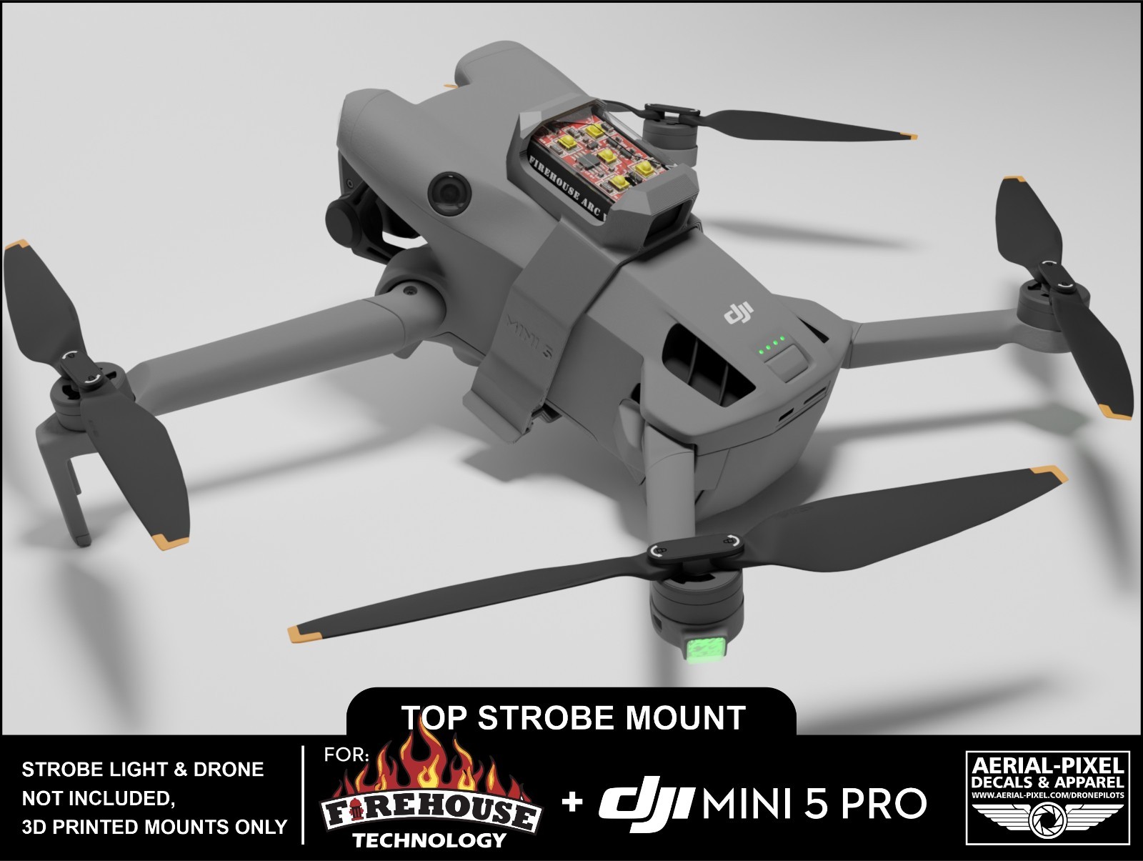 DJI Mini 5 Pro Top Strobe Light Mount for Firehouse Technology ARC V and Micro