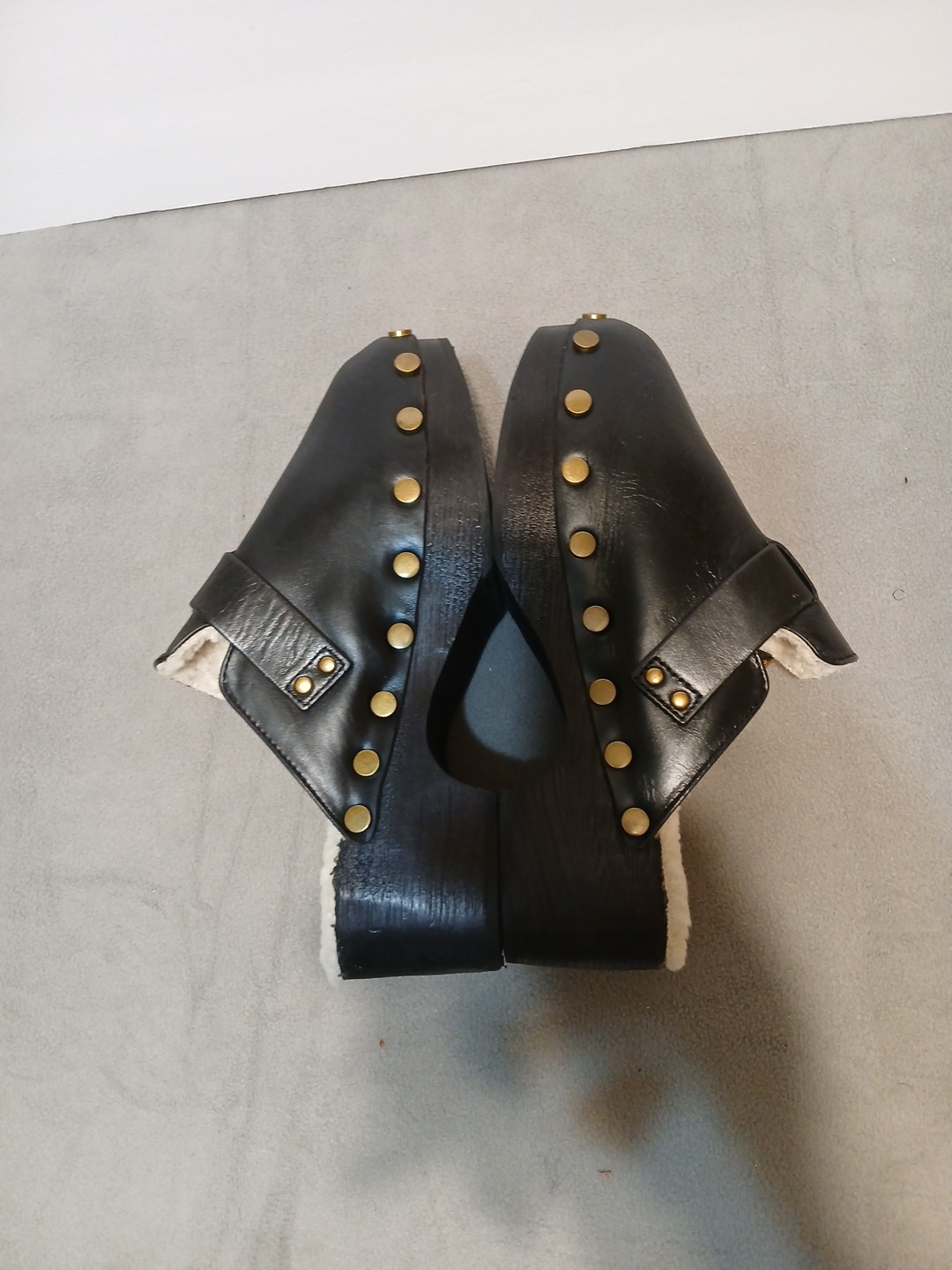 Mong Women's Black Mules Size 38 Europe 7.5 Slip On Black