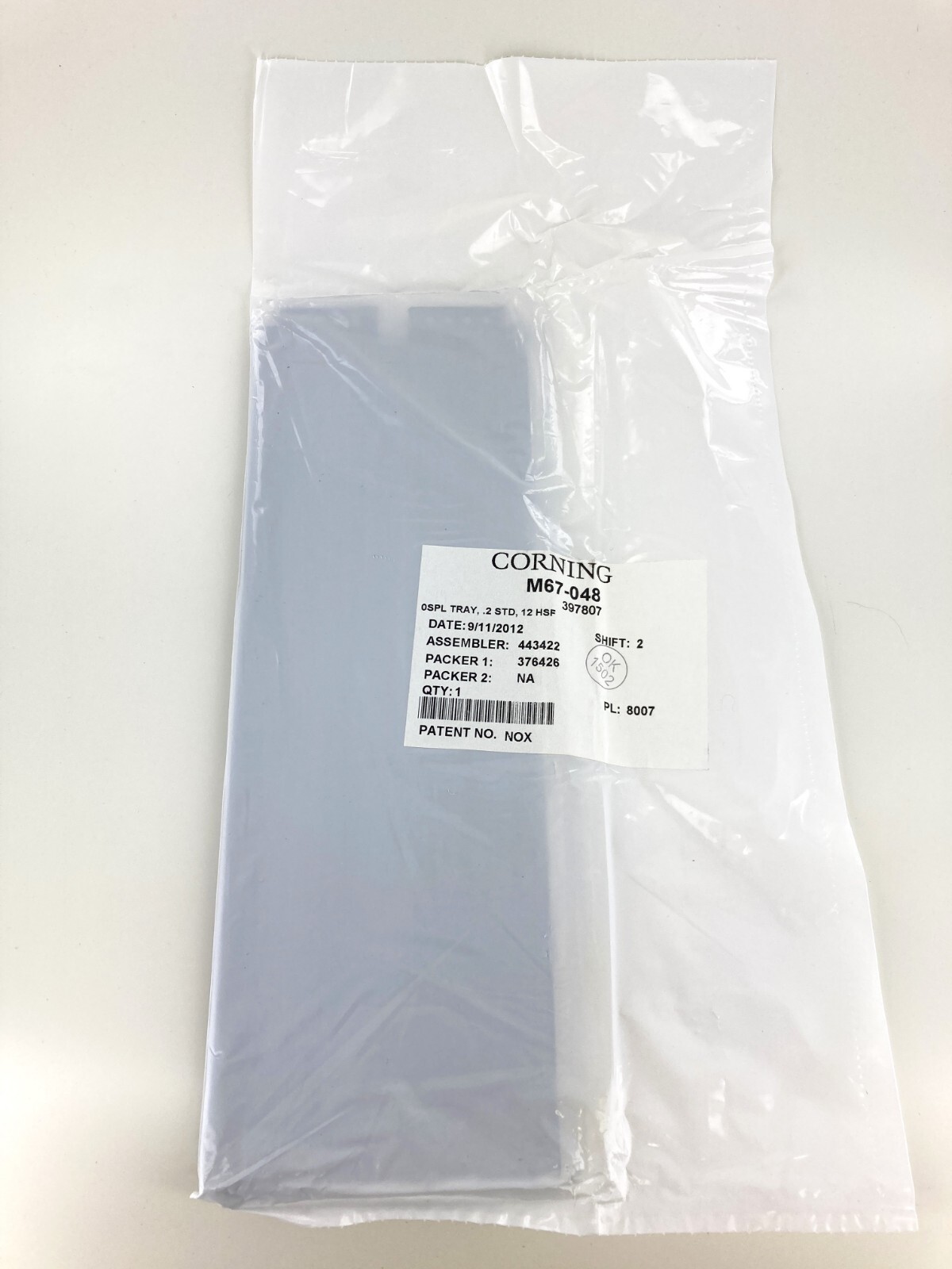 Corning M67-048 Splice Tray, for Heat-Shrink Fusion Splices, 12 Fiber, New!