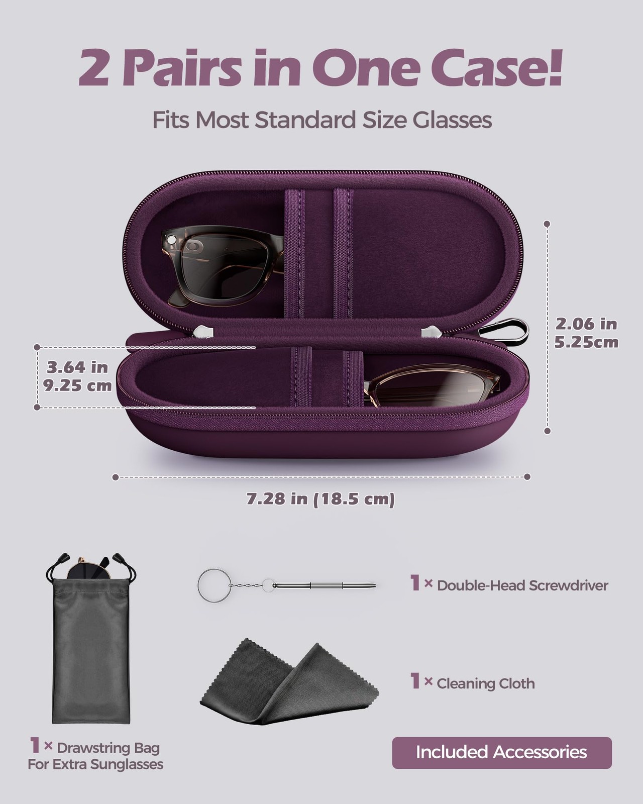 ProCase Double Sunglasses Case Hard EVA Shell Shockproof Dual Eyeglass One Size