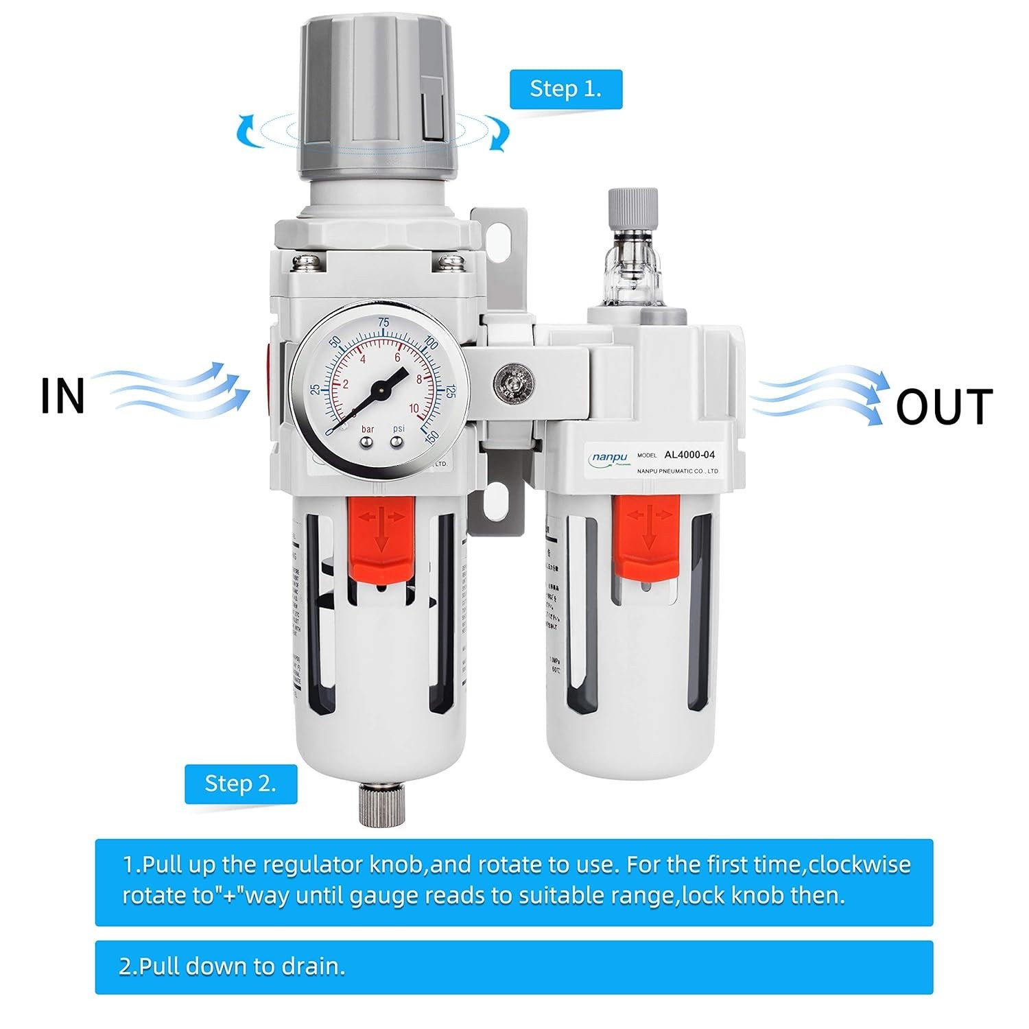 Compressed Air Filter Regulator Combo for Enhanced Performance & Safety