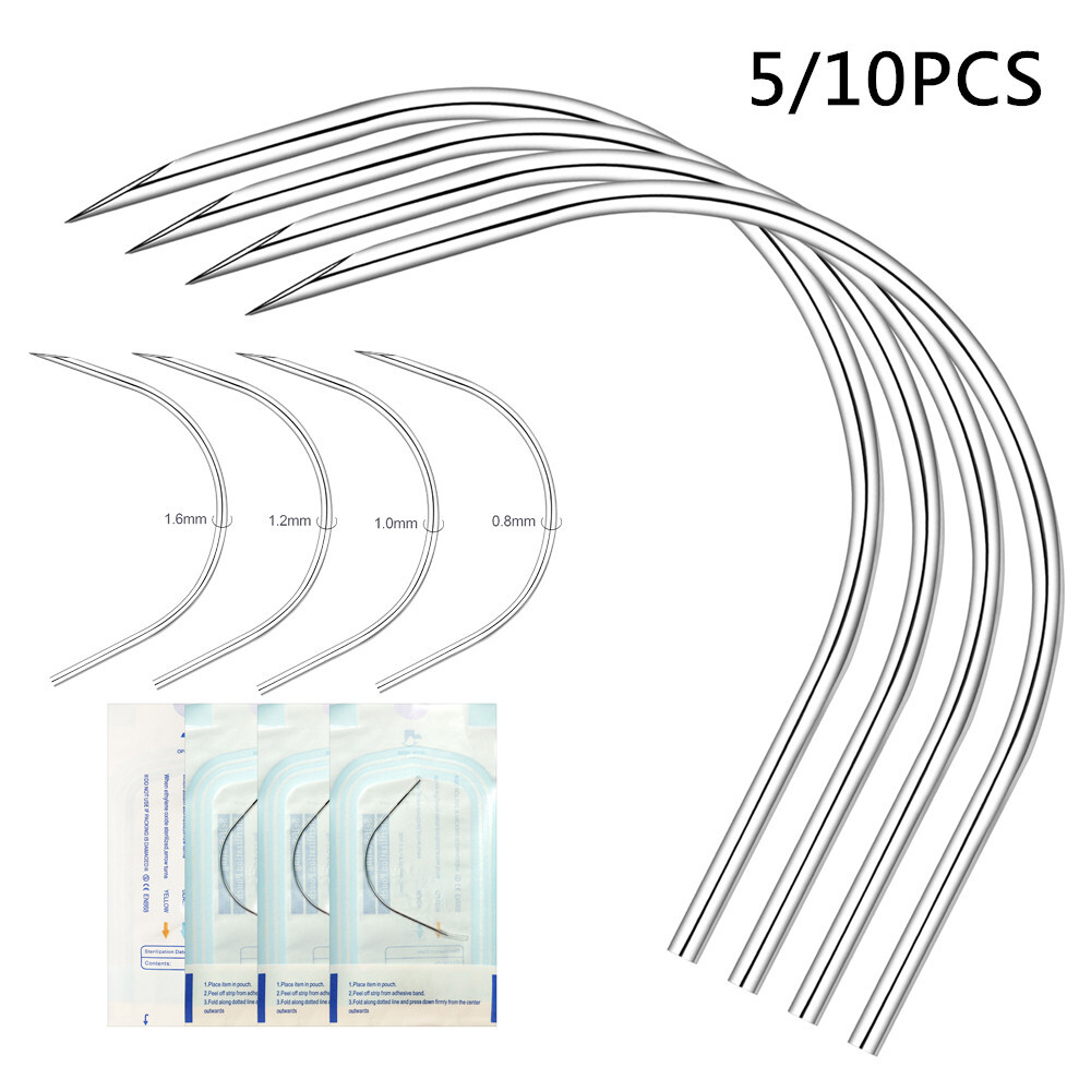 5/10PCS Stainless Steel Curved Piercing Needles for Ear Nose Navel Piercer Tool