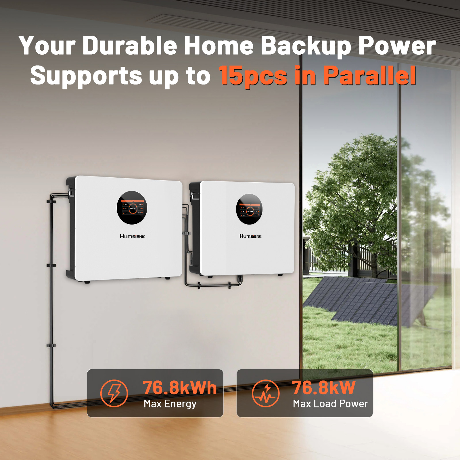 2 PACK 48V 100Ah LCD Wall-Mounted LiFePO4 Lithium Battery 5120Wh Solar off-Grid