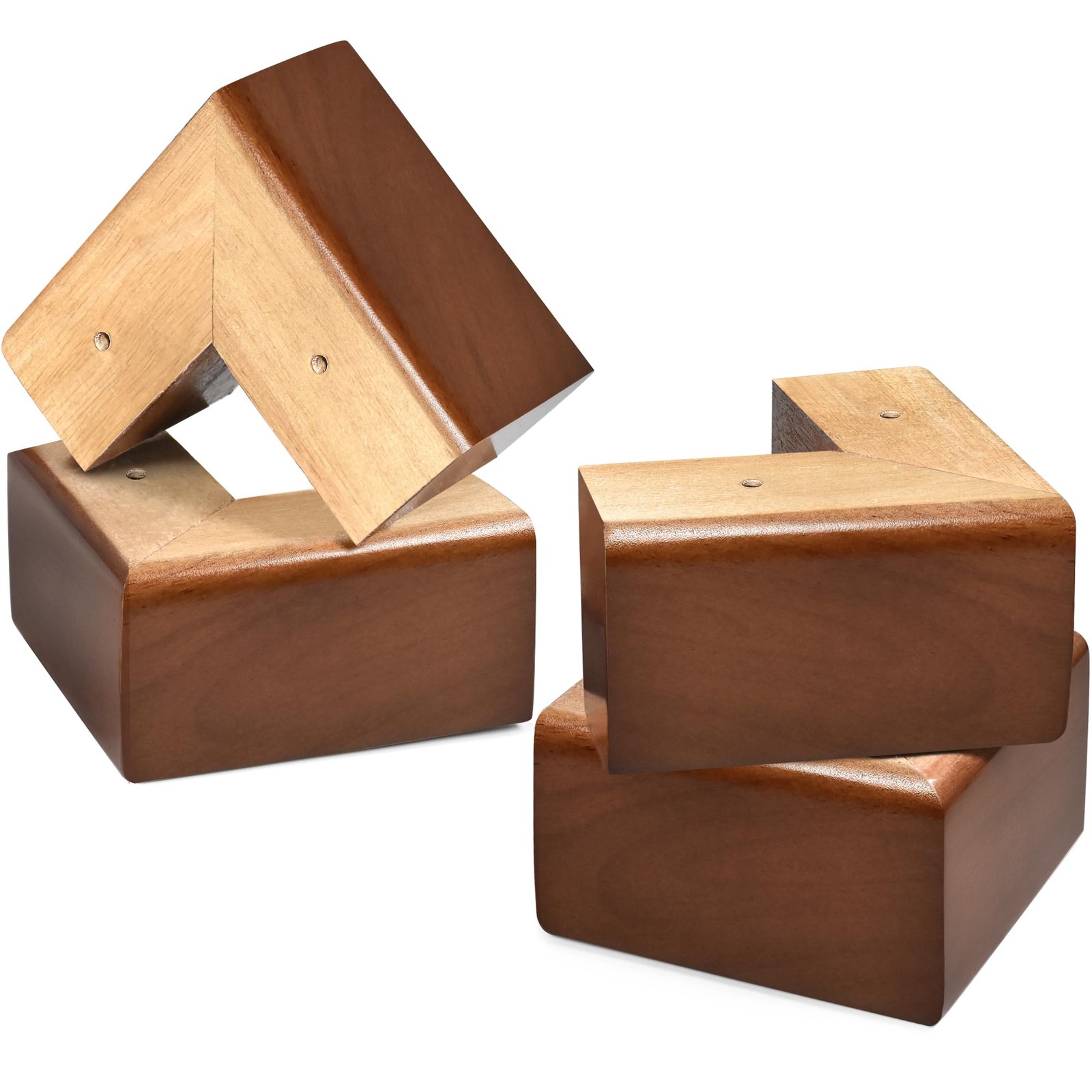Solid Wood Legs for Furniture, L-Shaped Bed Risers, 3 inch Furniture Legs for...