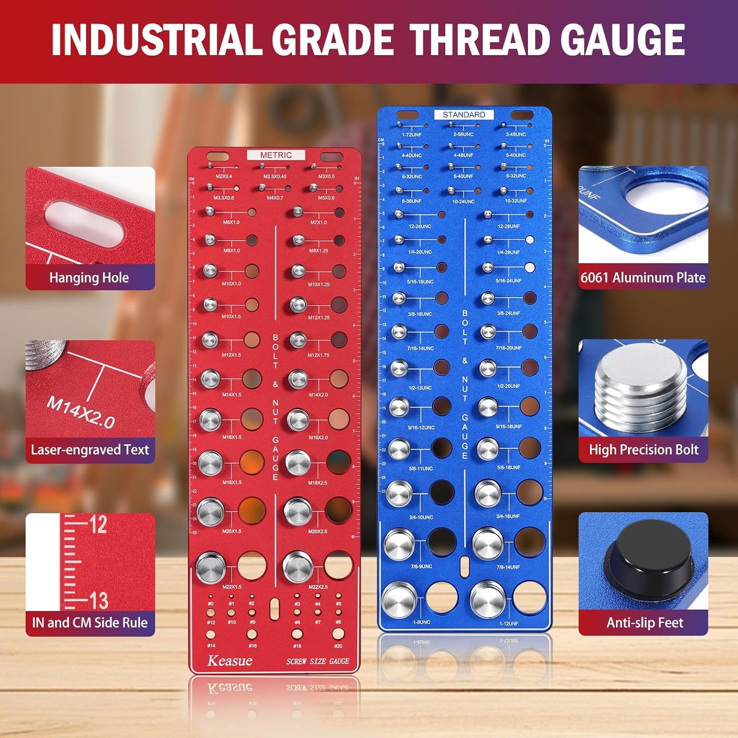 76Pcs Thread Checker, Upgrade Nut and Bolt Thread Checker 34 Standard and 26 Met
