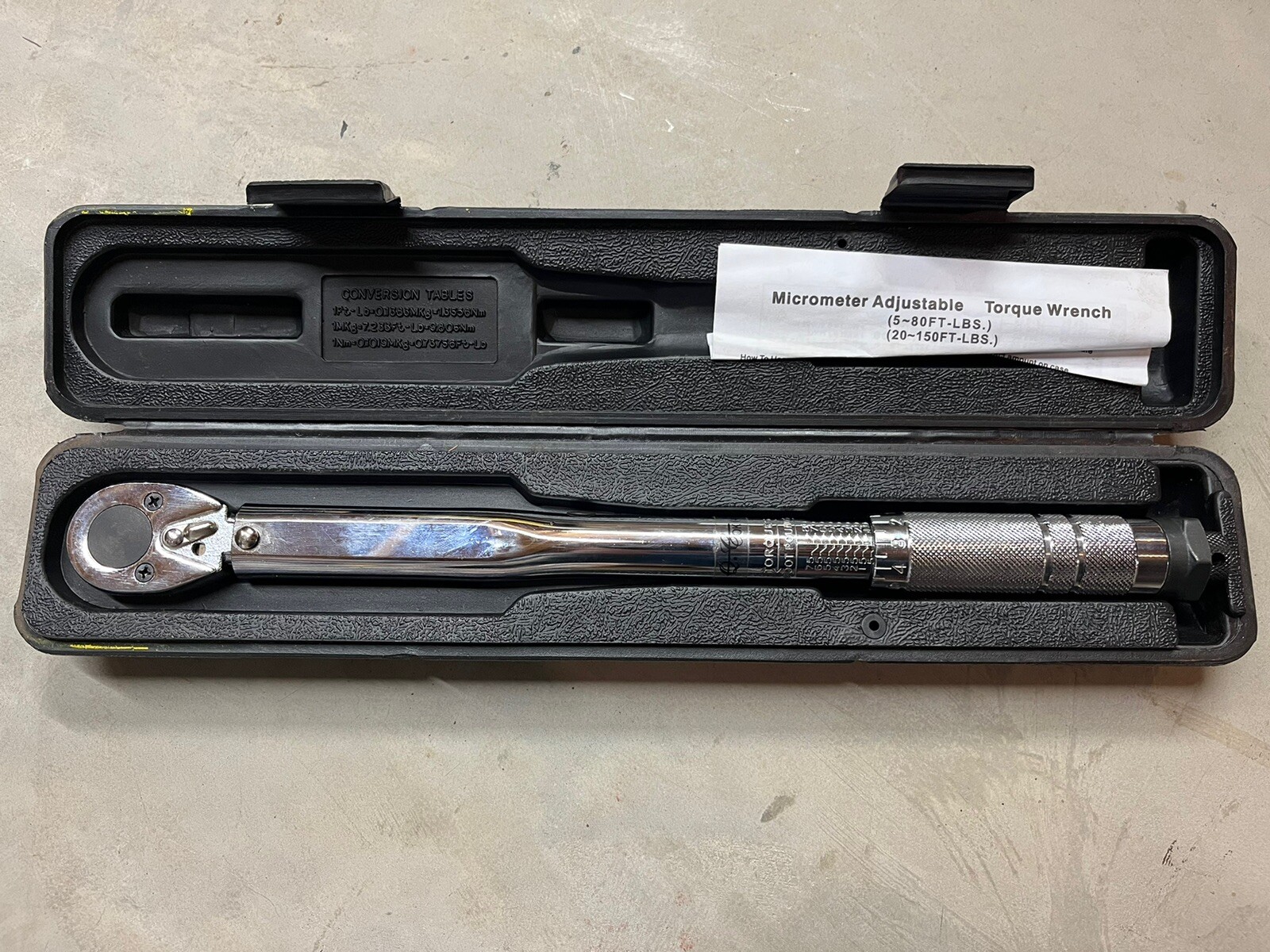 Q.C OK Micrometer Adjustable Torque Wrench 5~80 FT LBS  20~150 FT LBS