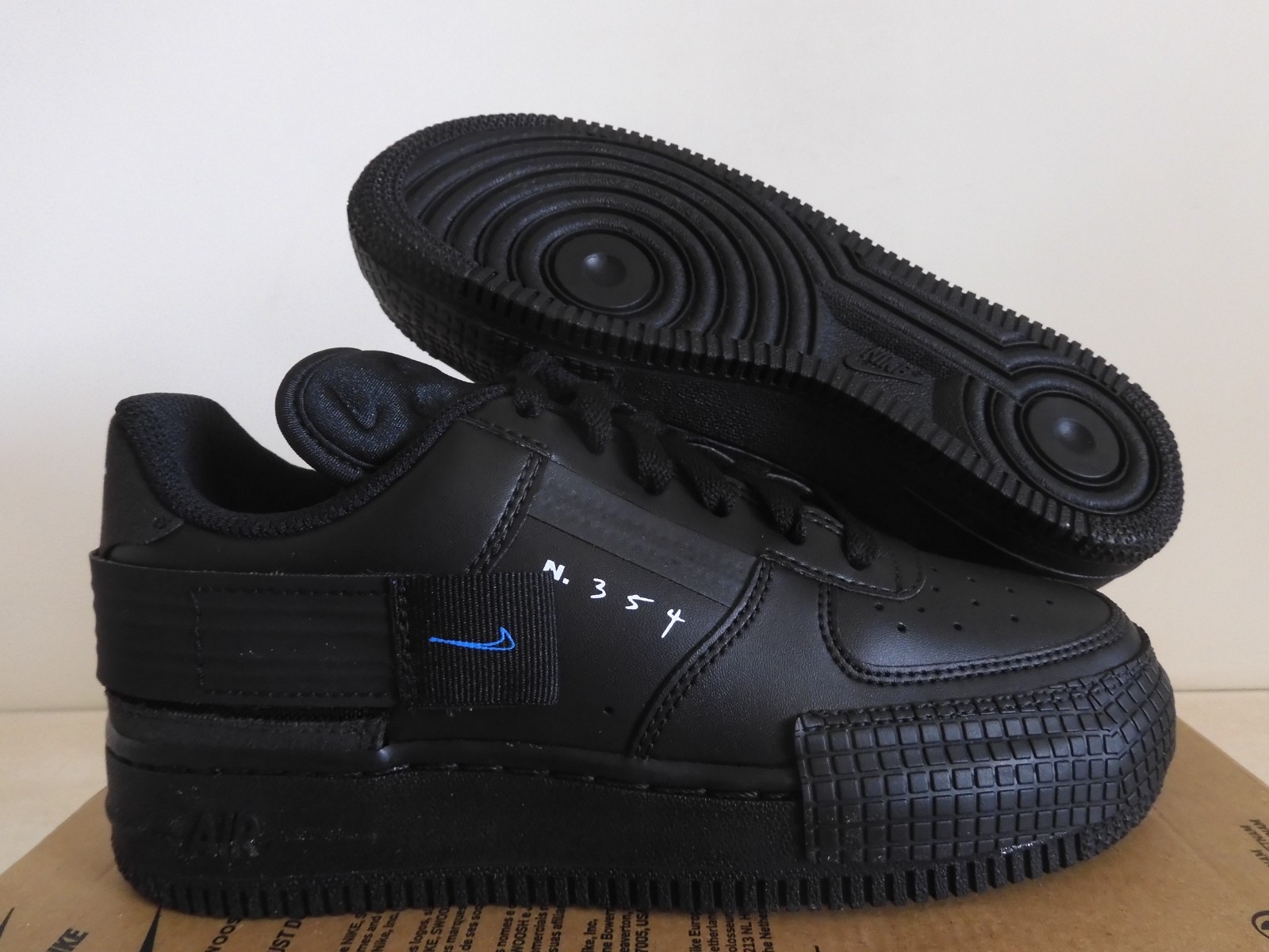Nike Air Force 1 Type (GS) Black-Photo Blue-Platinum Tint Sz 3.5Y [BQ4793-002]