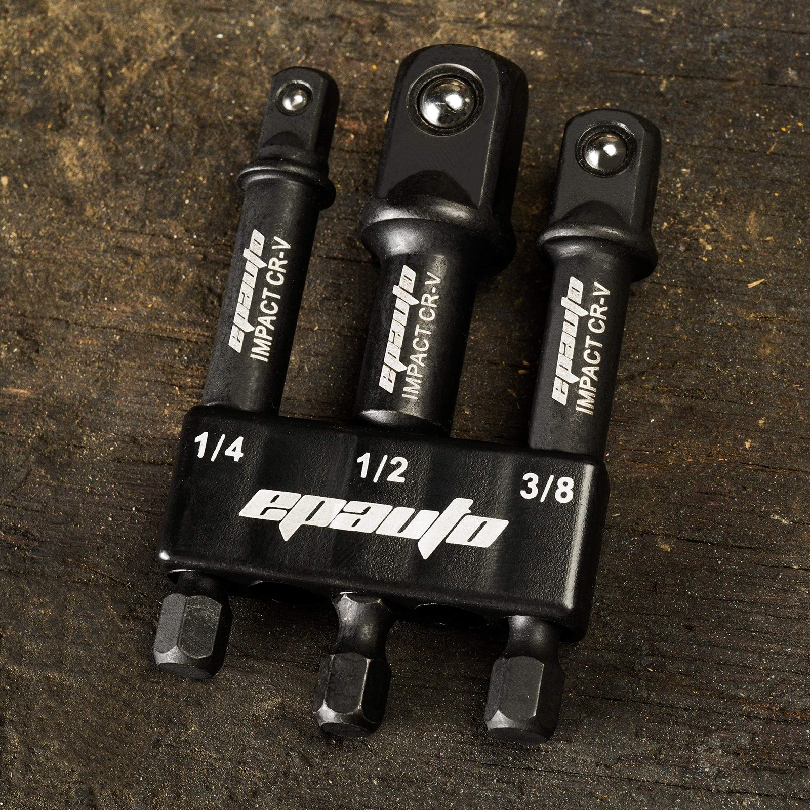EPAuto Impact Socket Adapter Set, CR-V, 3 Pieces 3-Inch Long, Black