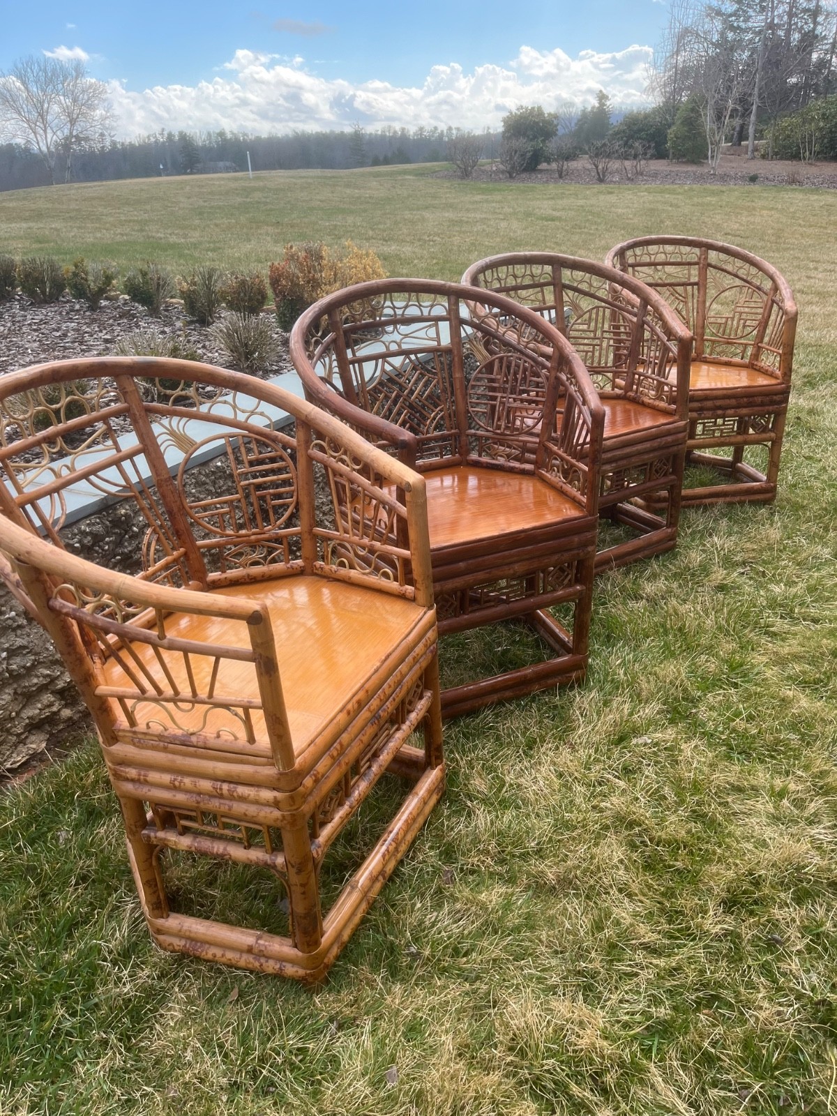 BRIGHTON PAVILION BAMBOO/RATTAN CHAIRS-37  1 2” x 27”W-STURDY/PRICED EACH/4 AVL/