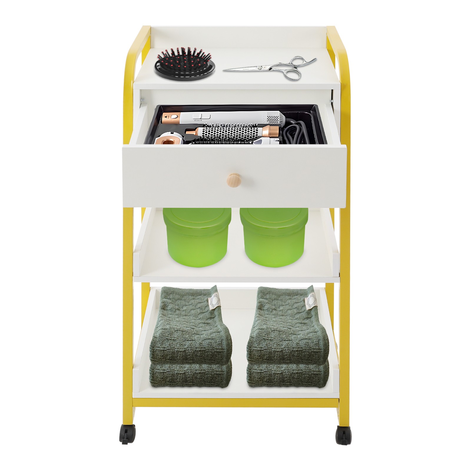 Salon Spa Barber Serving Trolley Rolling Tools Storage Cart With Shelf & Drawer