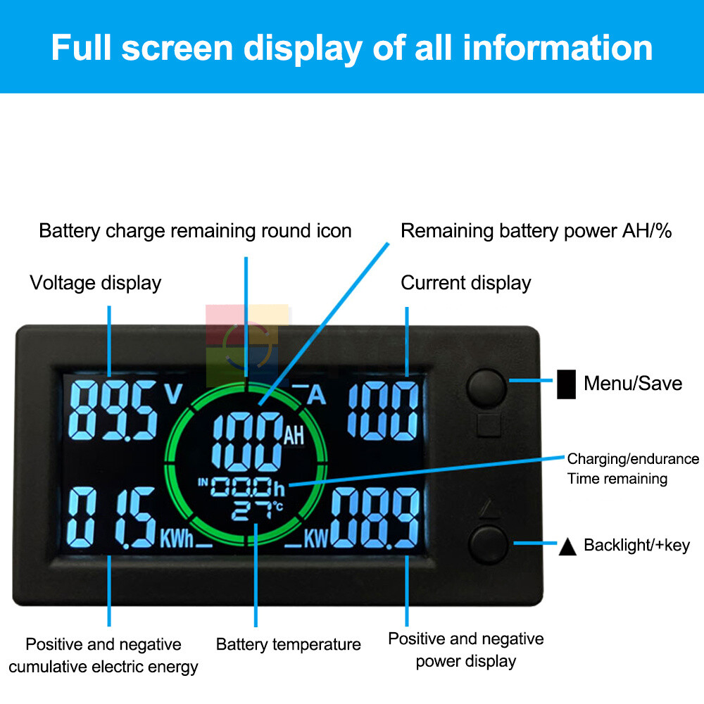 DC0-300V 50A/100A/200A/400A Bluetooth Voltage Current Power Energy Coulomb Meter
