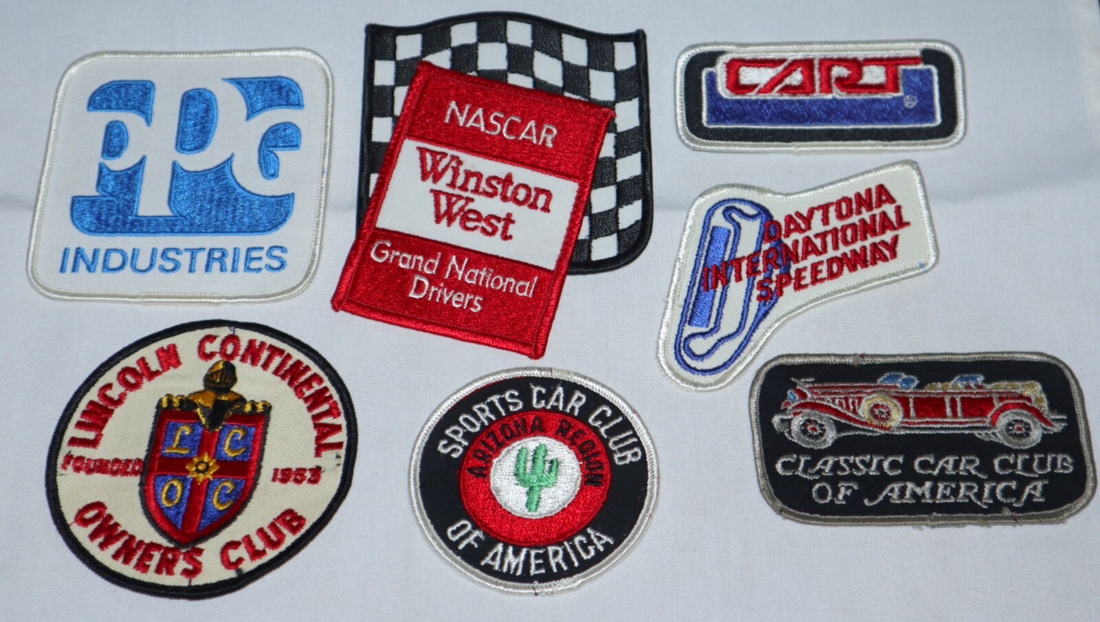 Auto Race Car Club Patches | Vintage x7 Daytona SCC Arizona Winston West Lincoln