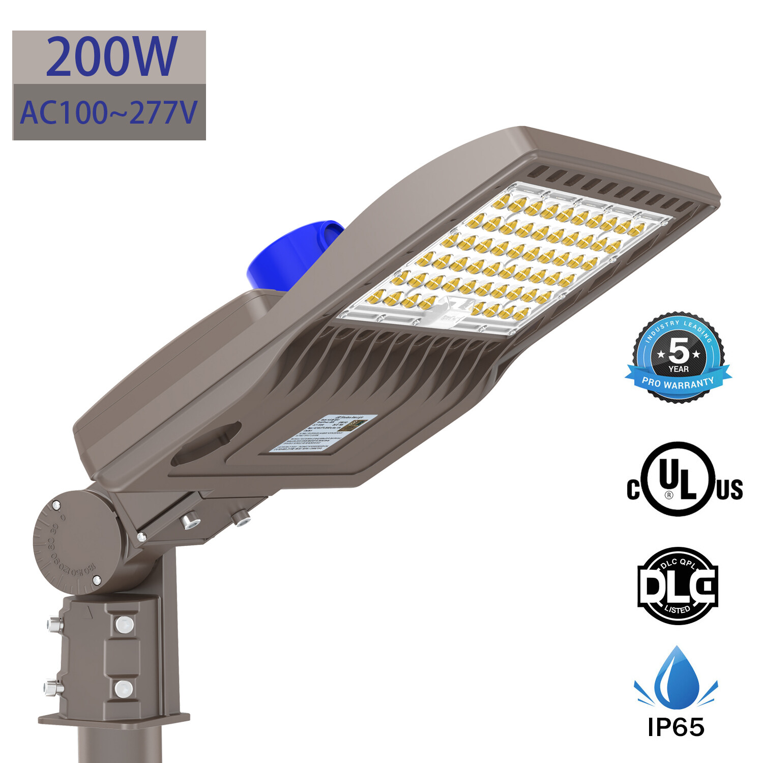 Dusk To Dawn LED Parking Lot Light Shoebox Pole Lights Fixture Outdoor Area 200W