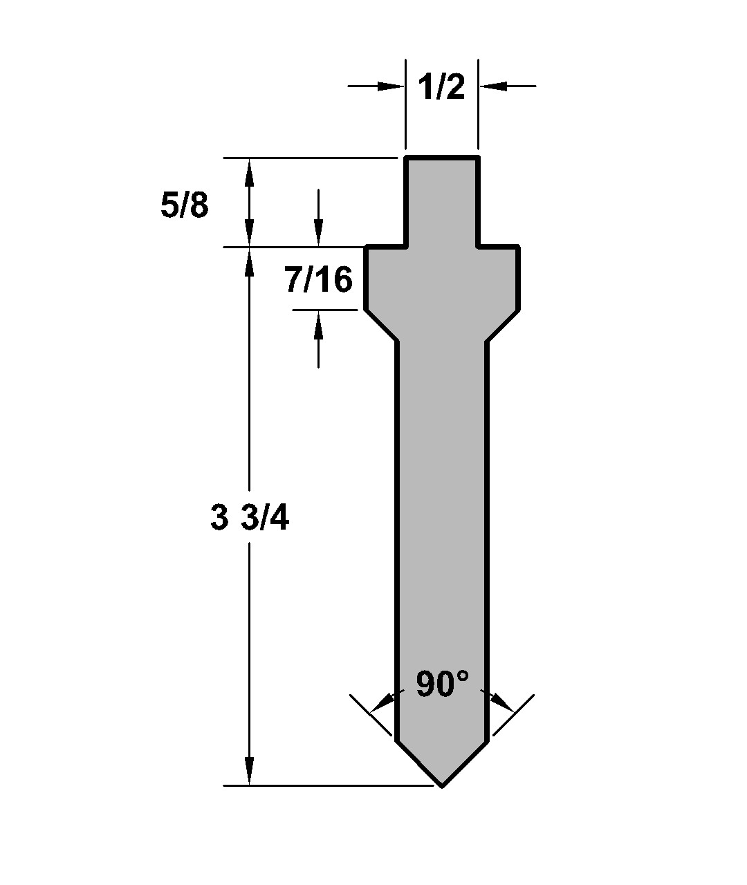 RITEWAY PRESS BRAKE DIE 90 DEGREE FORMING PUNCH #15 12 INCH
