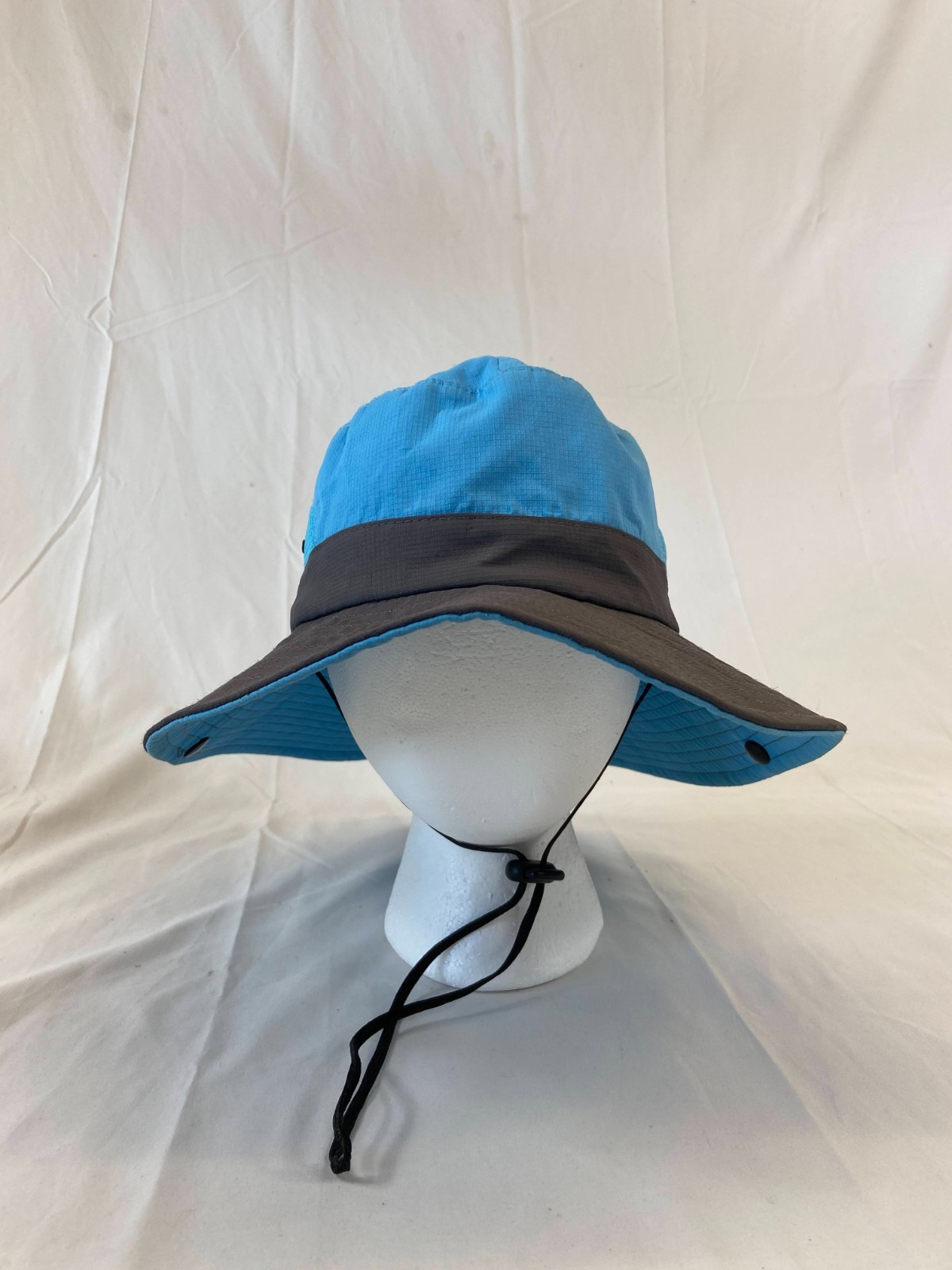 Youth Wide Brim Outdoor Cap Sun Hat Shade Adjustable Blue Gray Lawncare Buttons