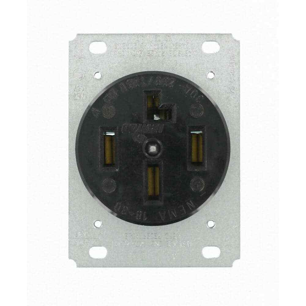 Leviton 30 Amp 120/208-Volt Flush Mounting Non-Grounding Single Outlet Black