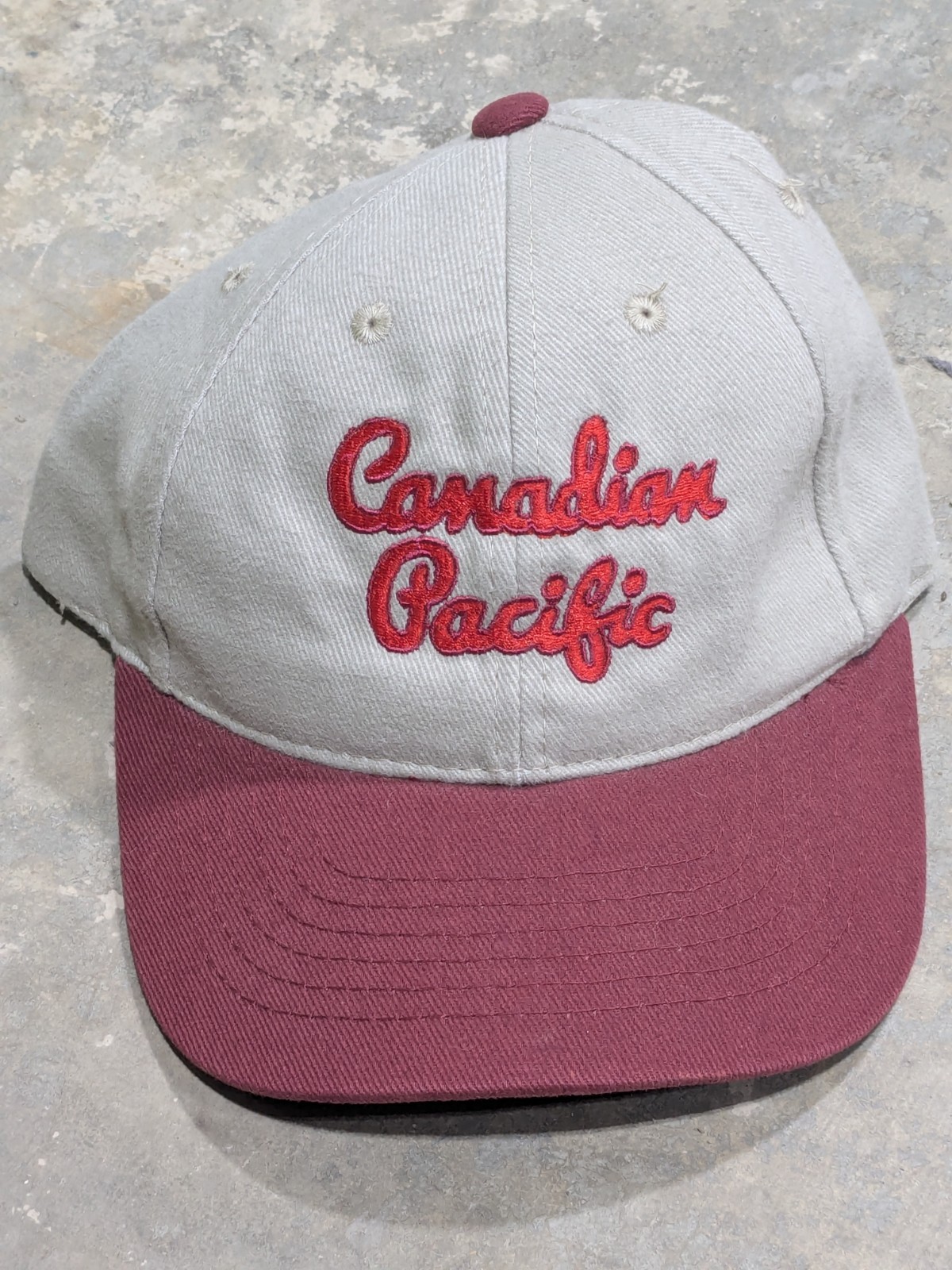 Canadian Pacific - 1950's Script Logo - Velcro Cap - Embroidered Logo - NOS