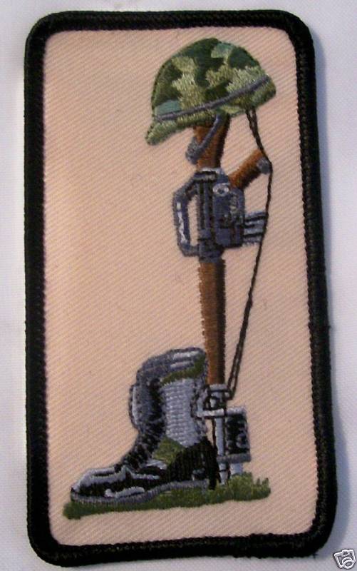 MILITARY FIELD CROSS PATCH - BOOTS - AR 15 - SOLDIERS GRAVE  - HONOR