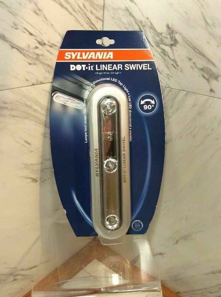 NEW SYLVANIA LED Self Stick ON Touch Night Light Battery Dot It Linear Swivel