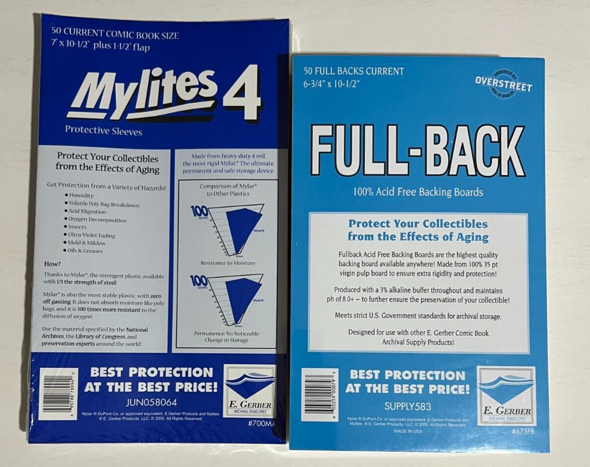 50 E. Gerber Current Comic Mylites 4 700M4 & 35 PT Full-Backs 675FB Set of 50