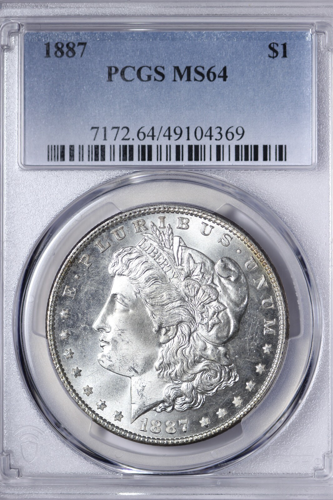BU 1887 Morgan Silver Dollar PCGS MS64 Great Luster! URBM