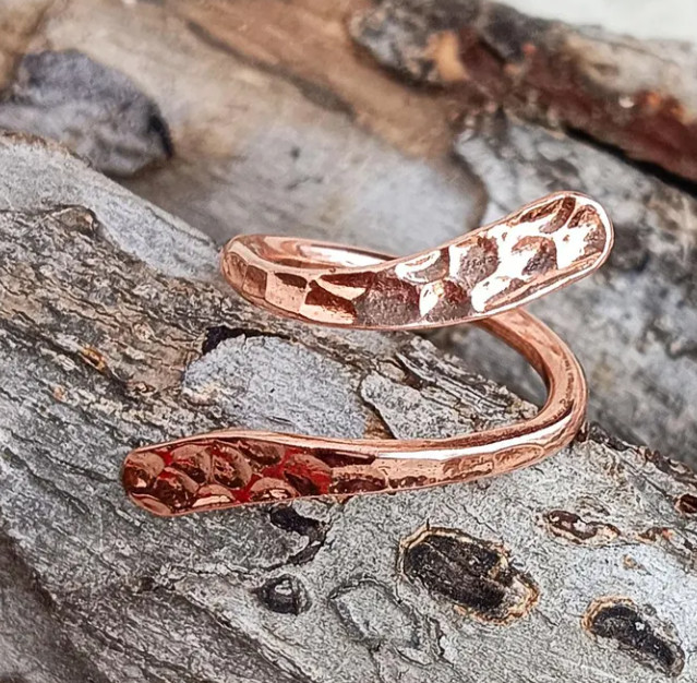 Solid Copper Pain Relief Ring Handmade Boho Adjustable Thumb Ring All Size SR372