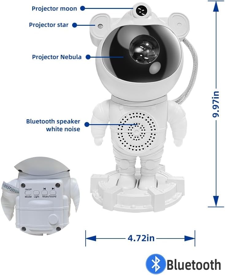 Astronaut Galaxy Projector & Bluetooth Speaker Night Light Kids Gift w/Remote US
