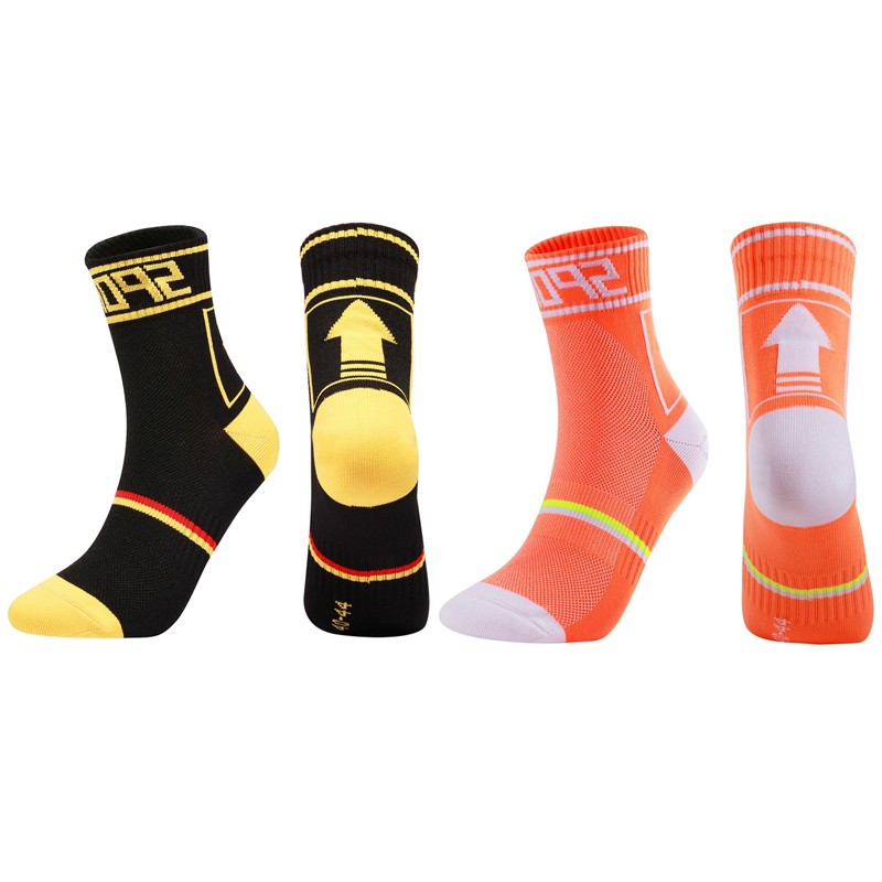 2 Pairs Cycling Socks Road Riding Bicycle Bike Sports Ankle Socks Orange Black