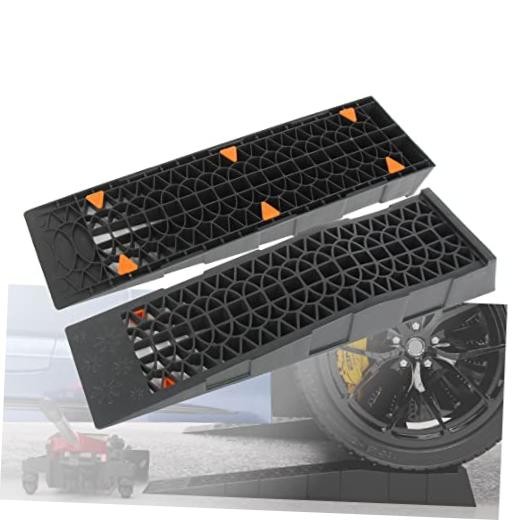 Low Profile Car Service Ramp with Anti-Slip Blocks, Oil L27.5" (2 PACK)
