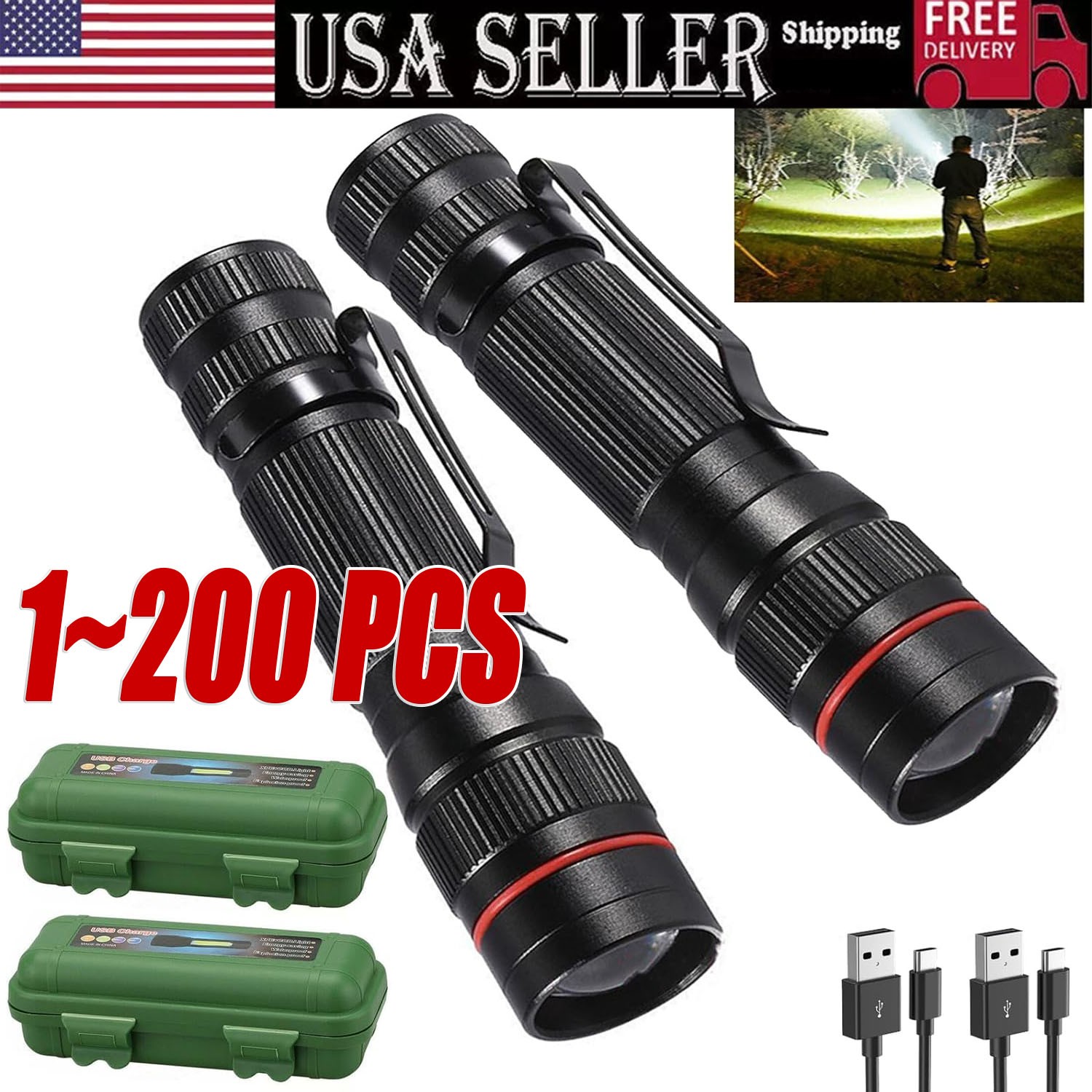 35000000 lumens Small LED Mini Flashlight Pocket Super Bright Torch Rechargeable