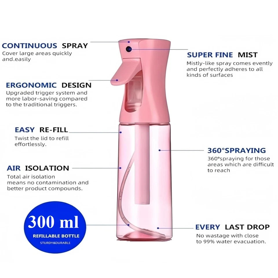 Continuous Mist Spray Bottle Barber Water Sprayer Makeup Salon Multipurpose US