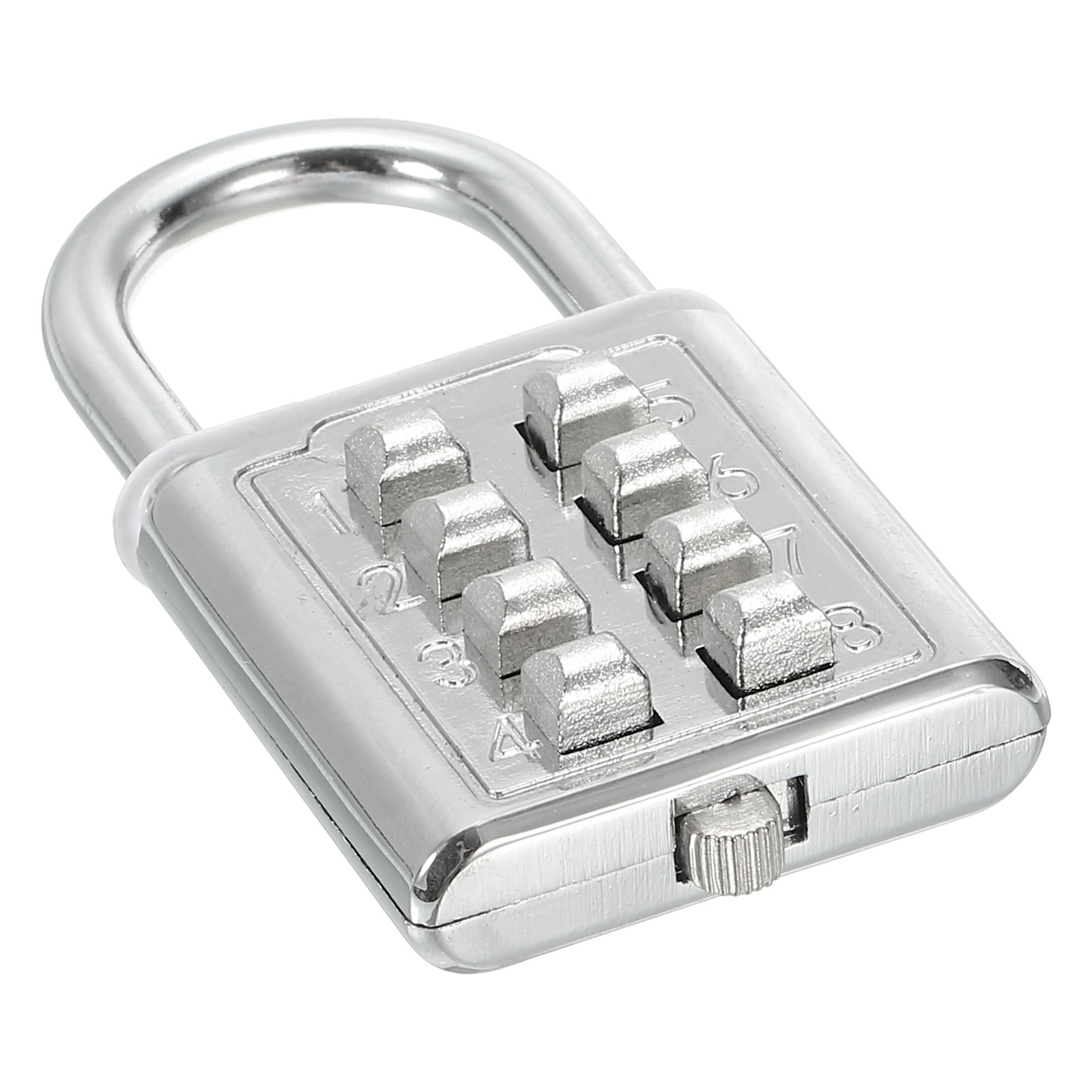 8 Digit Button Combination Padlock 4 Digit Locking Mechanism Lock Silver Tone