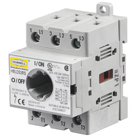 Hubbell Wiring Device-Kellems Hblds3rs Replacement Switch, 30 A, 600V Ac, Red
