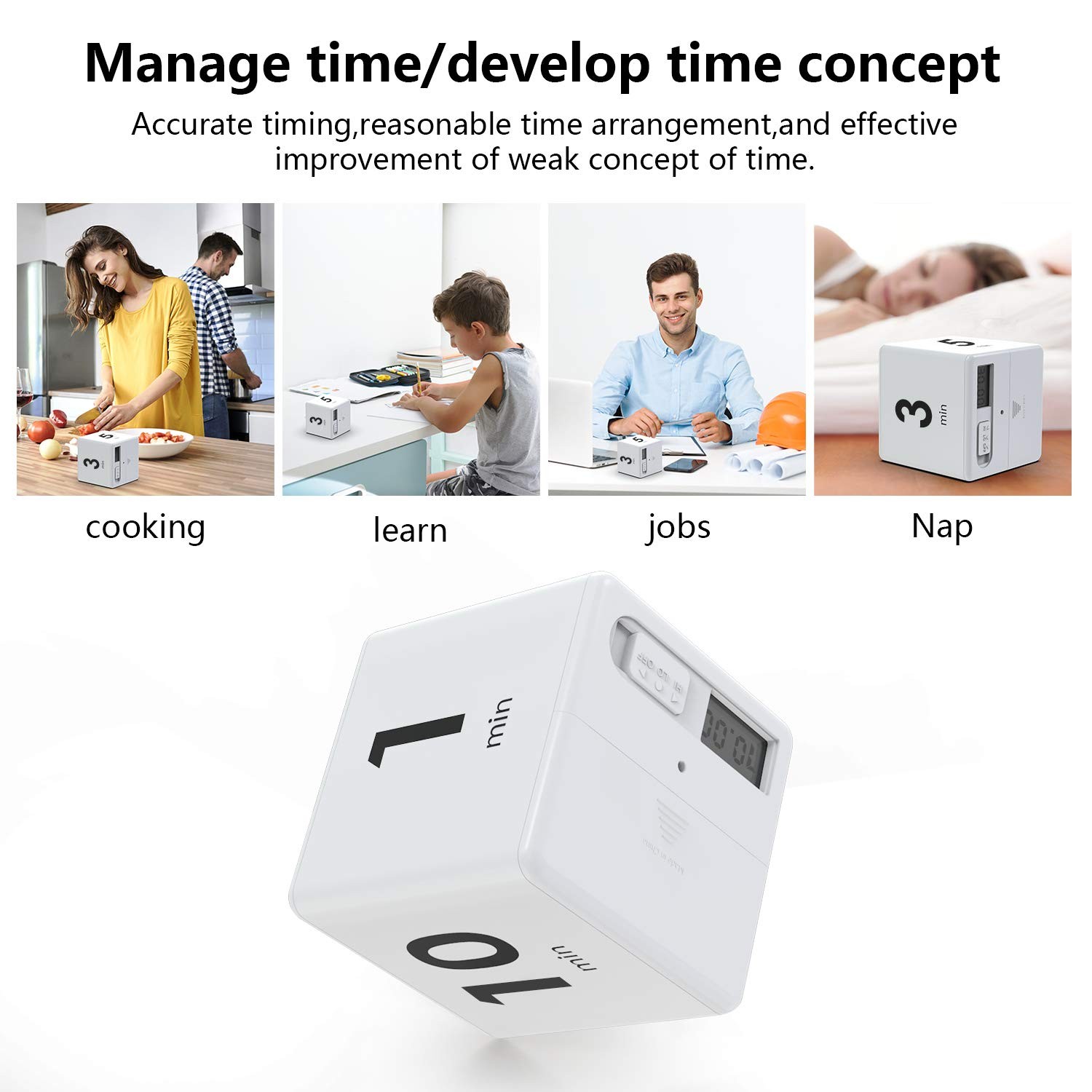 Cube Timer,Gravity Flip Kitchen Timer for Time Management and Countdown Setti...