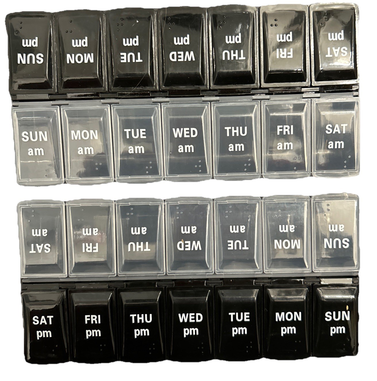 TWO Weekly Twice a Day 7 day AM&PM Pill Box Organizer Medicine Organizer Case