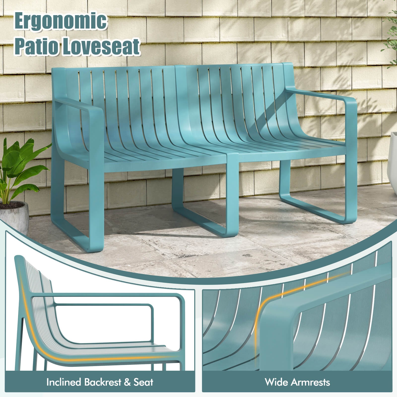 5-Piece Patio Furniture Set w/ 1 Loveseat 2 Patio Chairs & 2 Side Tables