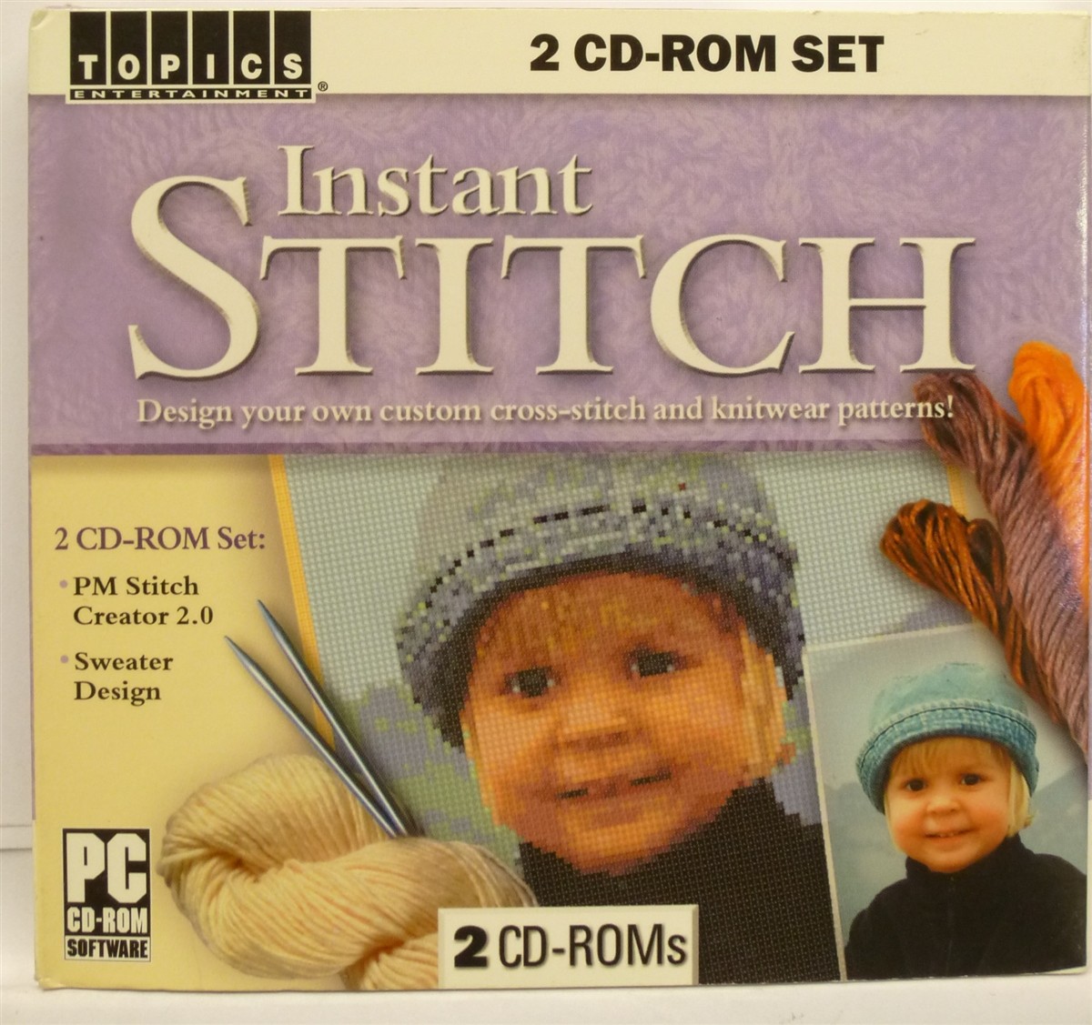 Software PC Instant Stitch PM Stitch Creator 2.0 Sweater Design 2-Discs NEW