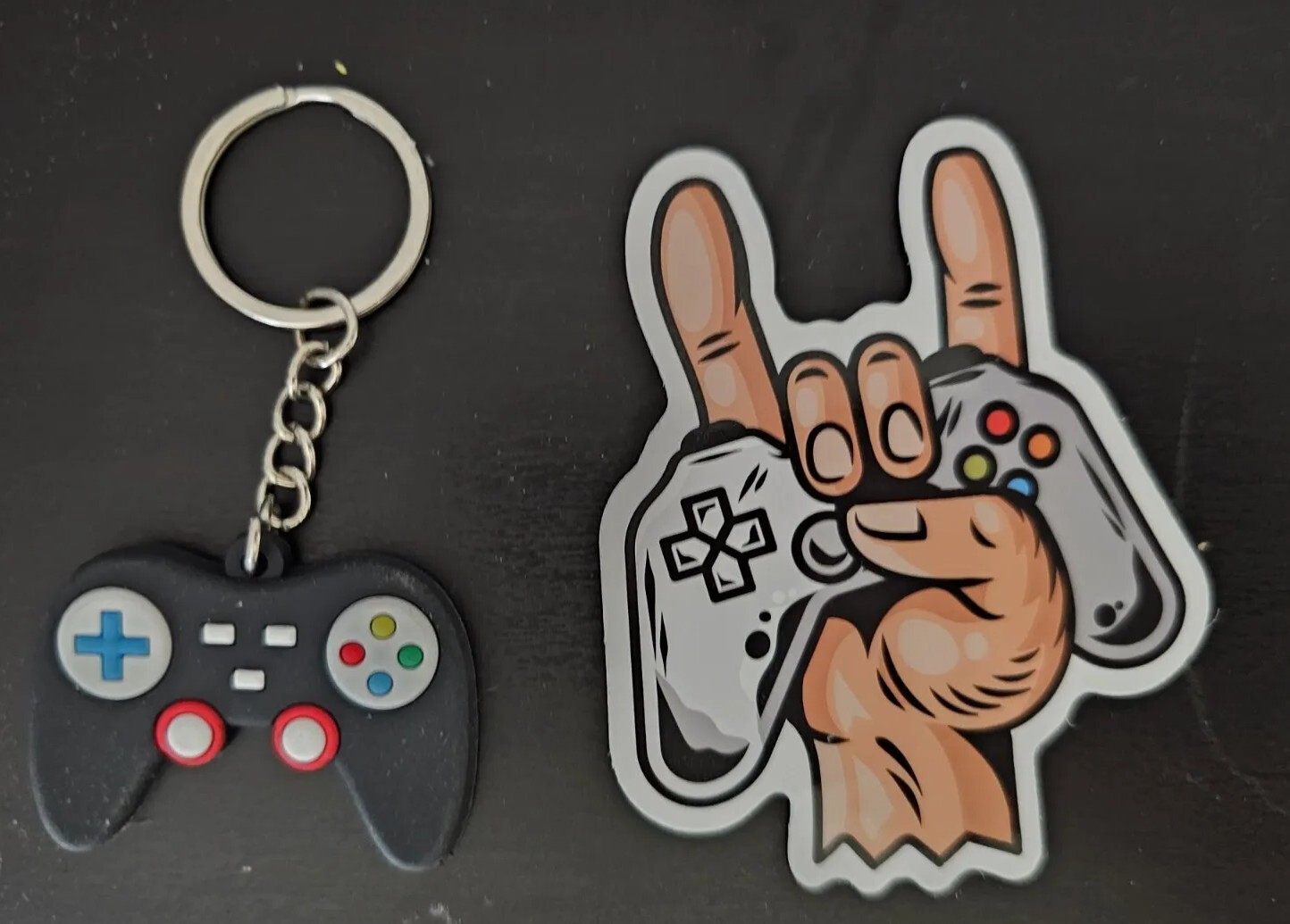 Lot/Set of 2 Gaming PlayStation Remote Keychain & Sticker for Laptop