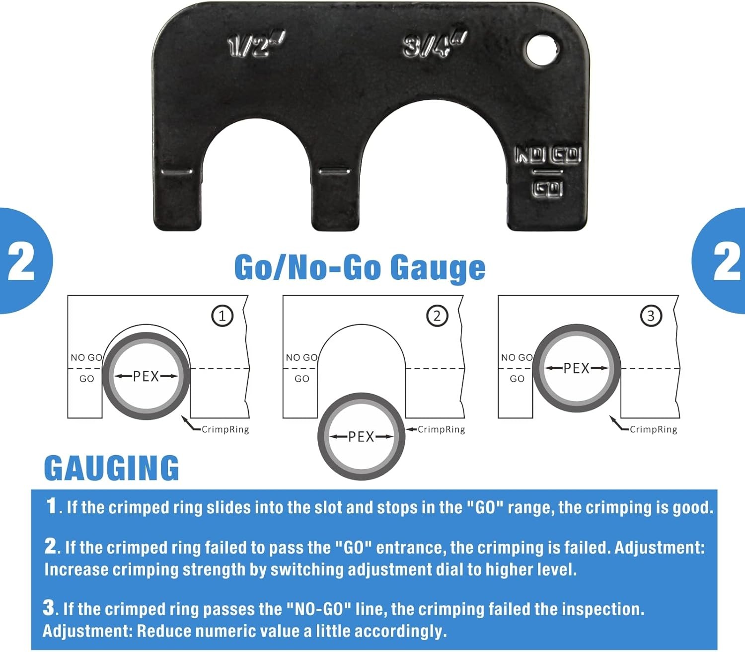 Combo Angle Head Pex Pipe Plumbing Crimping Tool 1/2" & 3/4"