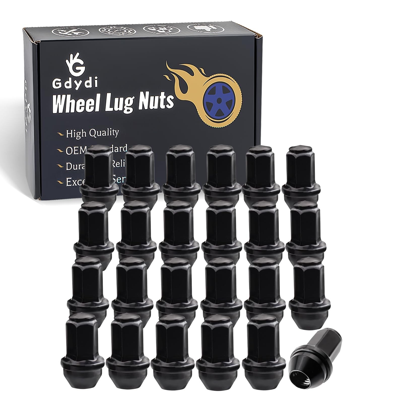 Set of 24,14x2.0mm 13/16 Hex OEM Factory Style Large Acorn Seat Lug Nuts, Rep...