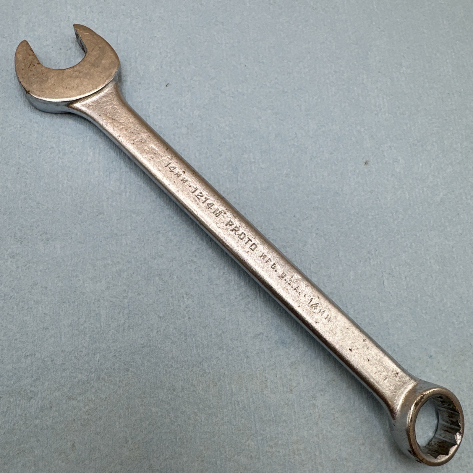 Vintage Proto Tools USA - 14mm 12 Point Combination Wrench - 1214M Satin Finish