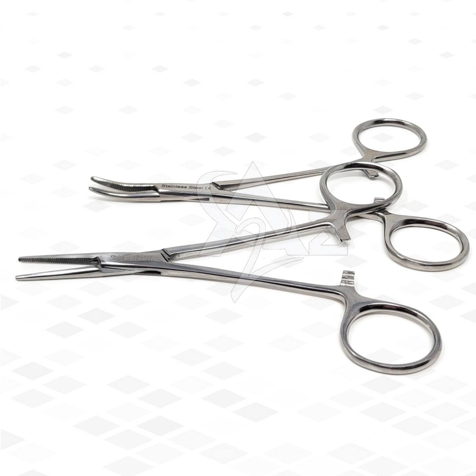 2Pc Fishing Set 5" Straight + Curved Hemostat Forceps Locking Clamps