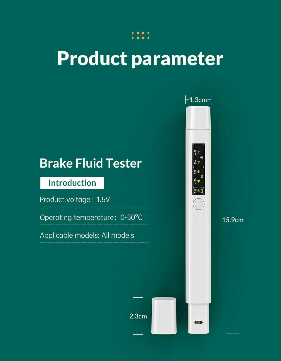 5 LED Indicator Brake Fluid Liquid Oil Tester Pen Car Testing Tool For DOT3 DOT4